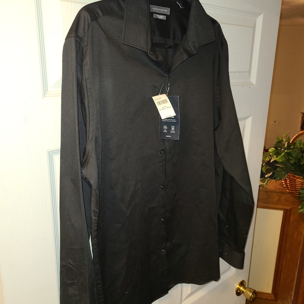 Tommy Hilfiger Men's Black Dress Shirt Size L